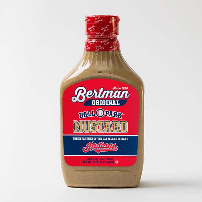16 oz Indians Bottle Bertman Original Ball Park Mustard